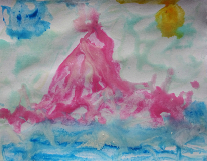 Pink Mountain, 2024, acrylic on paper, 25 x 32 cm