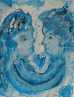 We love each other 15, 2024, acrylic on watercolor paper, 65 x 50 cm
